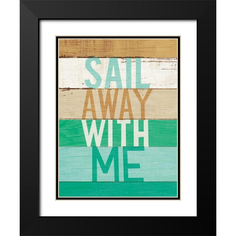 Beachscape Inspiration VII Green Black Modern Wood Framed Art Print with Double Matting by Mullan, Michael