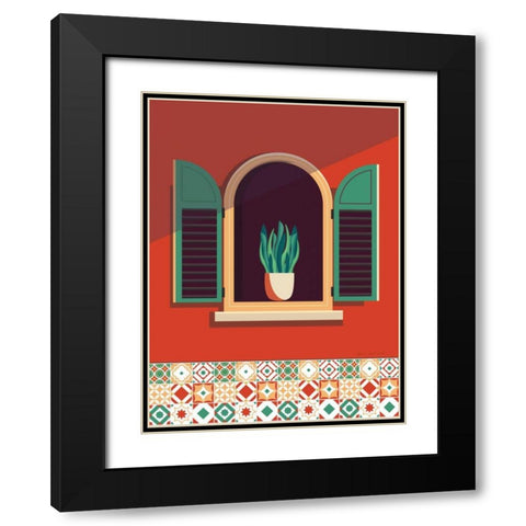 Window Lisboa Black Modern Wood Framed Art Print with Double Matting by Escalante, Omar