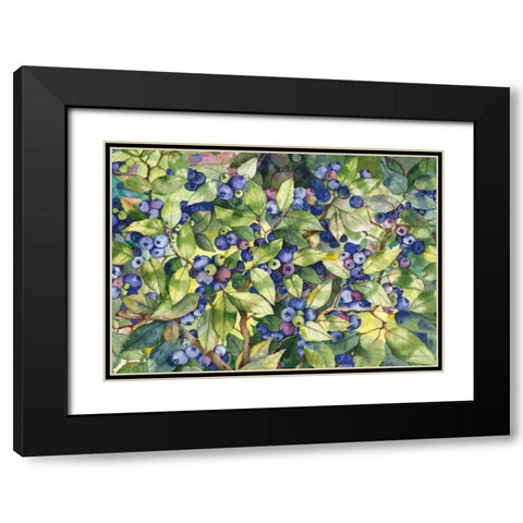 Blueberries Black Modern Wood Framed Art Print with Double Matting by McKenna, Kathleen Parr