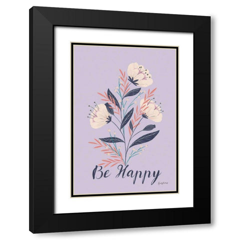 Modern Floral I Lilac Black Modern Wood Framed Art Print with Double Matting by Thorns, Becky