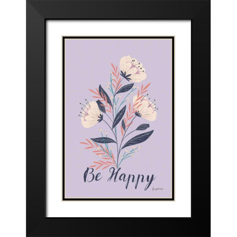 Modern Floral I Lilac Black Modern Wood Framed Art Print with Double Matting by Thorns, Becky