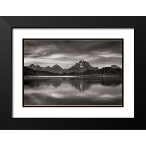 Oxbow Bend Sunrise Black Modern Wood Framed Art Print with Double Matting by Majchrowicz, Alan