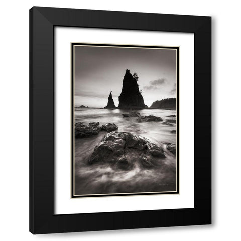 Split Rock Rialto Beach Black Modern Wood Framed Art Print with Double Matting by Majchrowicz, Alan