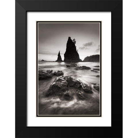 Split Rock Rialto Beach Black Modern Wood Framed Art Print with Double Matting by Majchrowicz, Alan