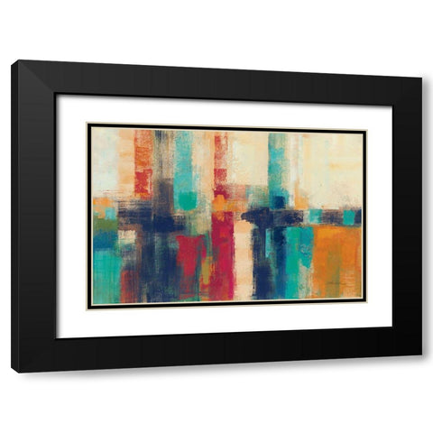 Bright Aqua Horizon Crop Black Modern Wood Framed Art Print with Double Matting by Vassileva, Silvia