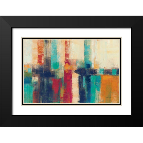 Bright Aqua Horizon Crop Black Modern Wood Framed Art Print with Double Matting by Vassileva, Silvia