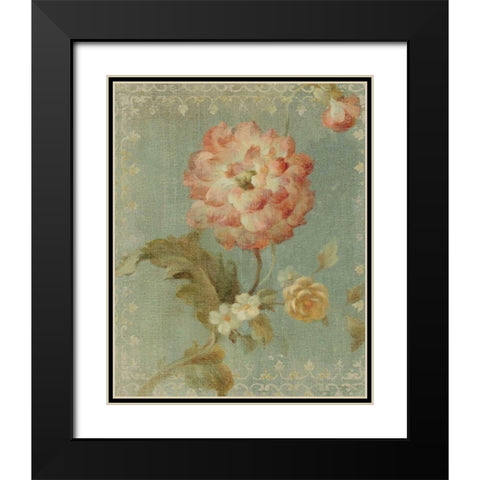 Poppy on Sage Black Modern Wood Framed Art Print with Double Matting by Nai, Danhui