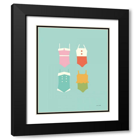 Summer Bathing Suits Blue Black Modern Wood Framed Art Print with Double Matting by Kelle, Ann