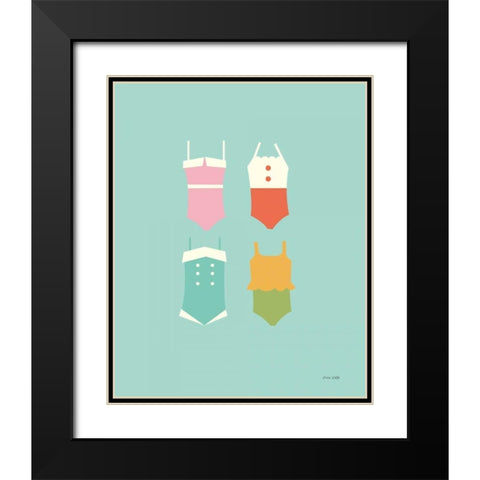 Summer Bathing Suits Blue Black Modern Wood Framed Art Print with Double Matting by Kelle, Ann