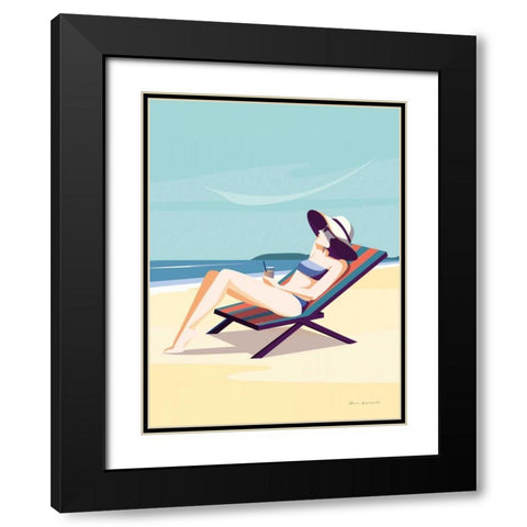 South Beach Sunbather II Black Modern Wood Framed Art Print with Double Matting by Escalante, Omar