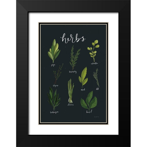 Herbs I Black Black Modern Wood Framed Art Print with Double Matting by Thorns, Becky