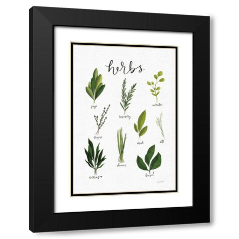 Herbs I White Black Modern Wood Framed Art Print with Double Matting by Thorns, Becky