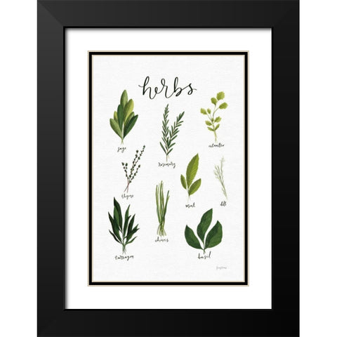 Herbs I White Black Modern Wood Framed Art Print with Double Matting by Thorns, Becky