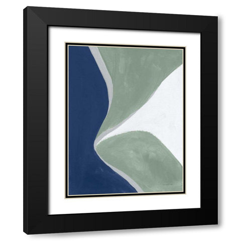 Blue Green Abstract III Black Modern Wood Framed Art Print with Double Matting by Nai, Danhui