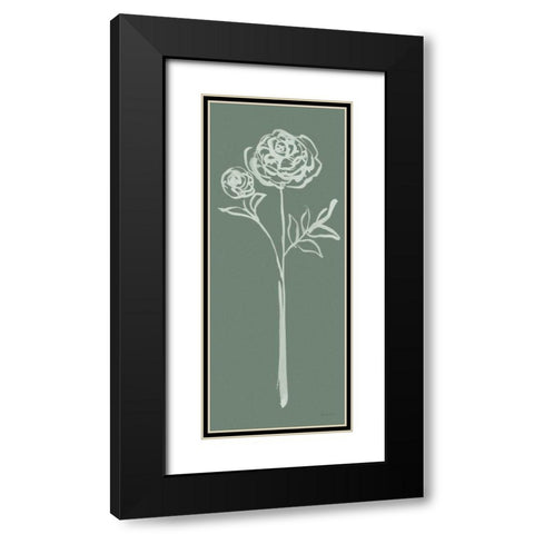 Floral Line I Green Black Modern Wood Framed Art Print with Double Matting by Schlabach, Sue