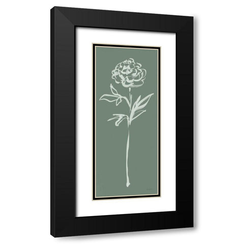 Floral Line II Green Black Modern Wood Framed Art Print with Double Matting by Schlabach, Sue