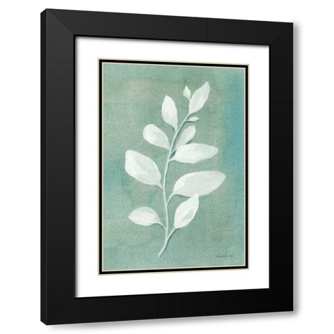 Sage Leaves I Black Modern Wood Framed Art Print with Double Matting by Nai, Danhui