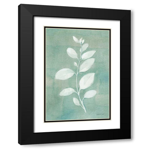 Sage Leaves II Black Modern Wood Framed Art Print with Double Matting by Nai, Danhui