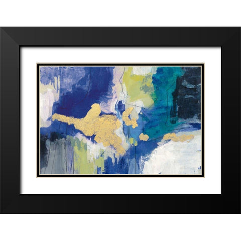 Sparkle Abstract III Blue Crop Black Modern Wood Framed Art Print with Double Matting by Vassileva, Silvia