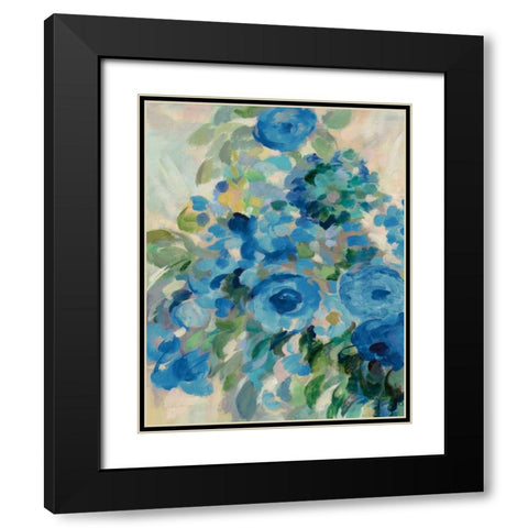 Flower Market II Blue Black Modern Wood Framed Art Print with Double Matting by Vassileva, Silvia