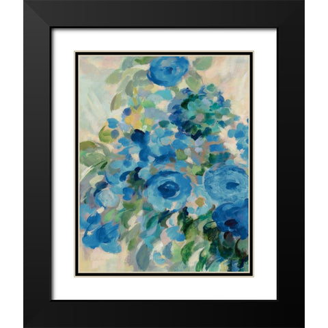 Flower Market II Blue Black Modern Wood Framed Art Print with Double Matting by Vassileva, Silvia