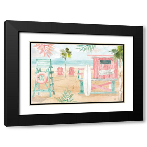 Surfs Up II Black Modern Wood Framed Art Print with Double Matting by June, Dina