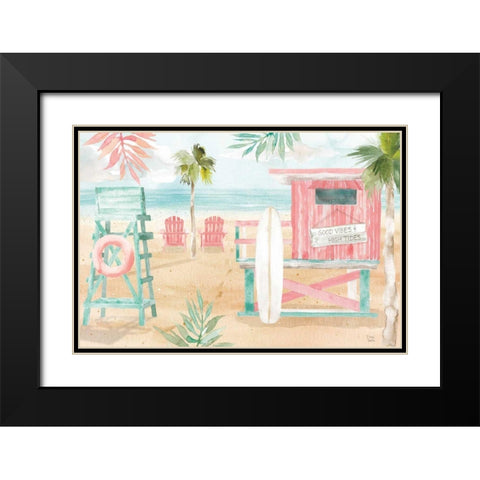 Surfs Up II Black Modern Wood Framed Art Print with Double Matting by June, Dina