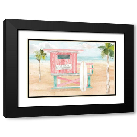 Surfs Up VIII Black Modern Wood Framed Art Print with Double Matting by June, Dina