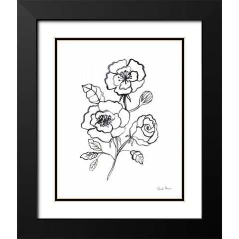 Joyful Peonies I Black Modern Wood Framed Art Print with Double Matting by Zaman, Farida