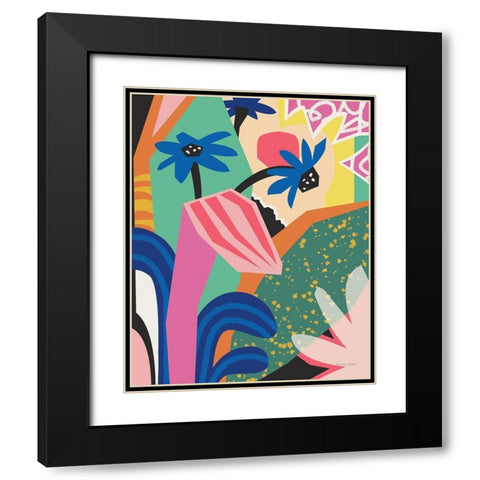 Blue Daisies Black Modern Wood Framed Art Print with Double Matting by Gallagher, Megan
