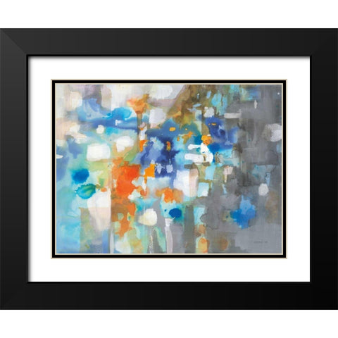 Andes Ink Stain Black Modern Wood Framed Art Print with Double Matting by Nai, Danhui