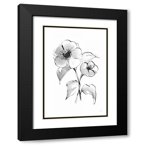 Wash Poppy I Black Modern Wood Framed Art Print with Double Matting by Paschke, Chris