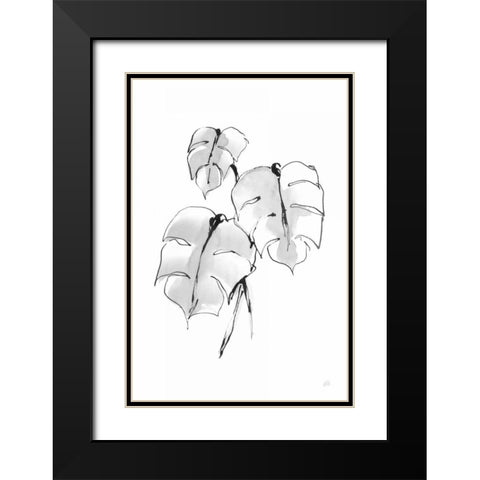 Wash Split Leaf I Black Modern Wood Framed Art Print with Double Matting by Paschke, Chris
