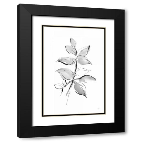 Wash Leaf I Black Modern Wood Framed Art Print with Double Matting by Paschke, Chris