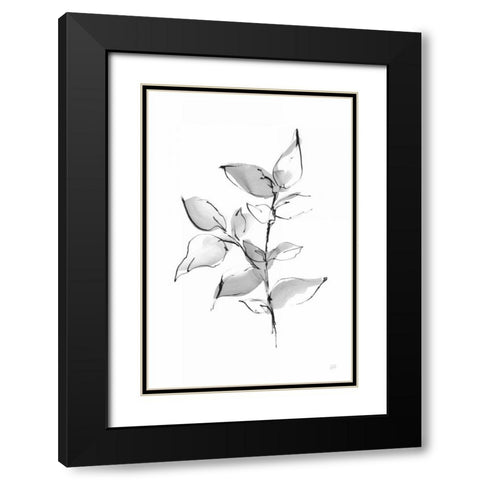 Wash Leaf II Black Modern Wood Framed Art Print with Double Matting by Paschke, Chris