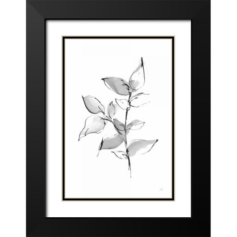 Wash Leaf II Black Modern Wood Framed Art Print with Double Matting by Paschke, Chris
