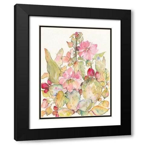 Cactus Blooms Black Modern Wood Framed Art Print with Double Matting by Rice, Kristy