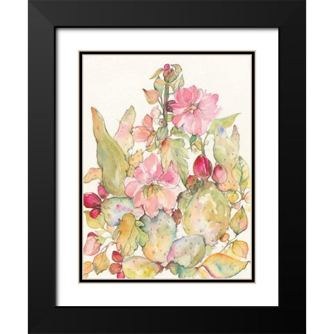Cactus Blooms Black Modern Wood Framed Art Print with Double Matting by Rice, Kristy