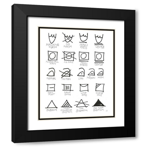 Laundry Room Icons White Black Modern Wood Framed Art Print with Double Matting by Paschke, Chris