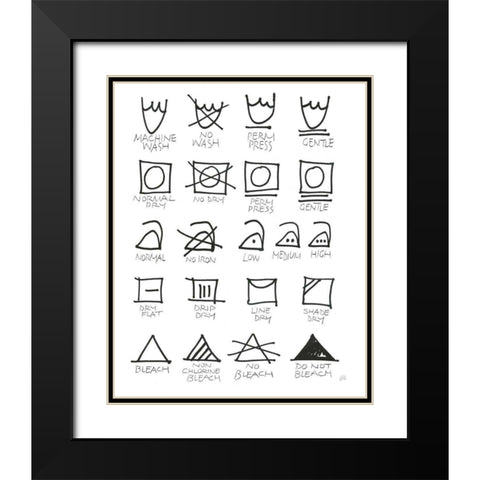 Laundry Room Icons White Black Modern Wood Framed Art Print with Double Matting by Paschke, Chris