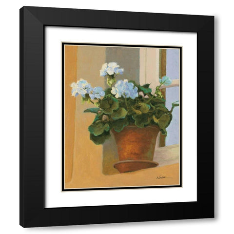 Creancey Geraniums I Black Modern Wood Framed Art Print with Double Matting by Novak, Shirley