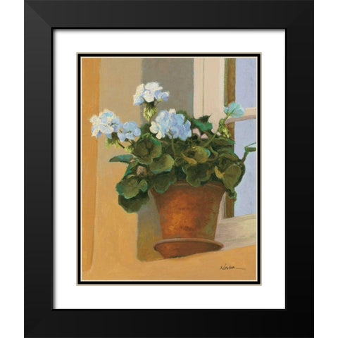 Creancey Geraniums I Black Modern Wood Framed Art Print with Double Matting by Novak, Shirley