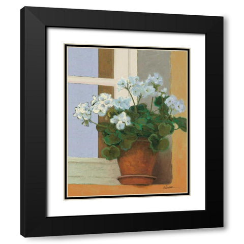 Creancey Geraniums II Light Black Modern Wood Framed Art Print with Double Matting by Novak, Shirley