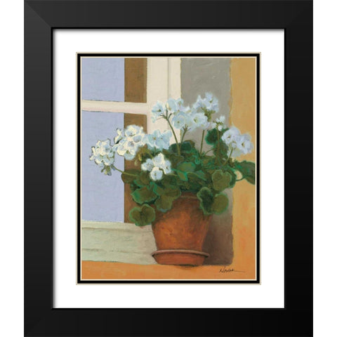 Creancey Geraniums II Light Black Modern Wood Framed Art Print with Double Matting by Novak, Shirley