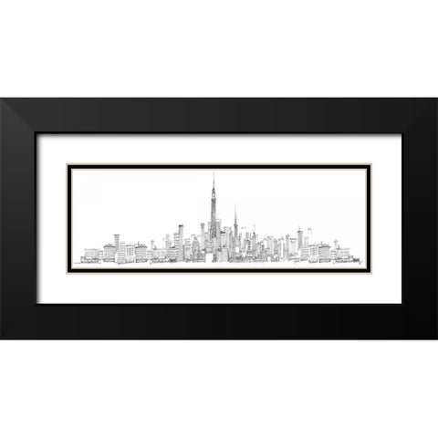 New York Skyline Black Modern Wood Framed Art Print with Double Matting by Tillmon, Avery