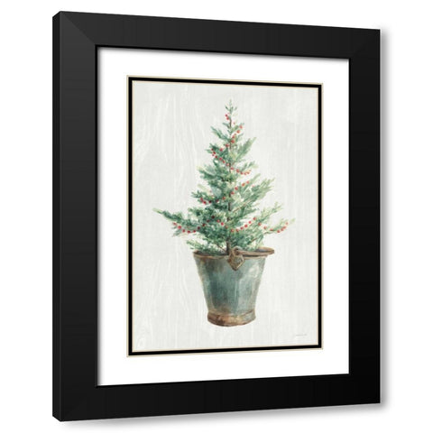 White and Bright Christmas Tree I Black Modern Wood Framed Art Print with Double Matting by Nai, Danhui