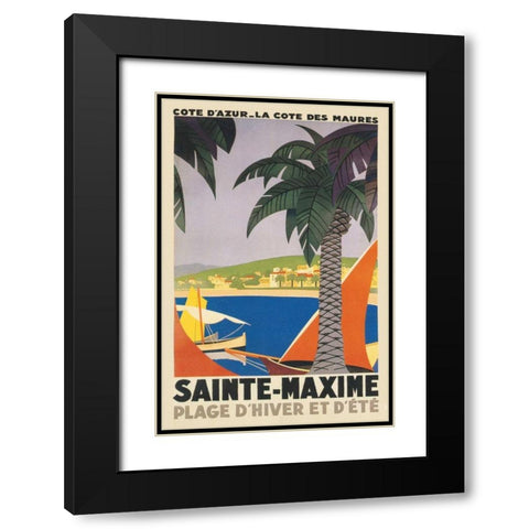 Travel Poster I Black Modern Wood Framed Art Print with Double Matting by Wild Apple Portfolio