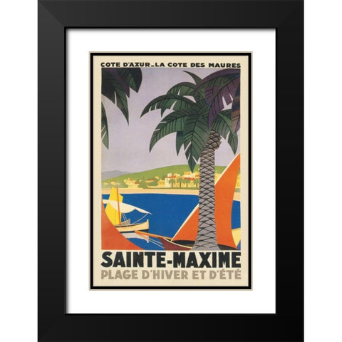 Travel Poster I Black Modern Wood Framed Art Print with Double Matting by Wild Apple Portfolio
