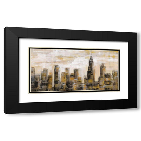 Manhattan Skyline Black Modern Wood Framed Art Print with Double Matting by Vassileva, Silvia