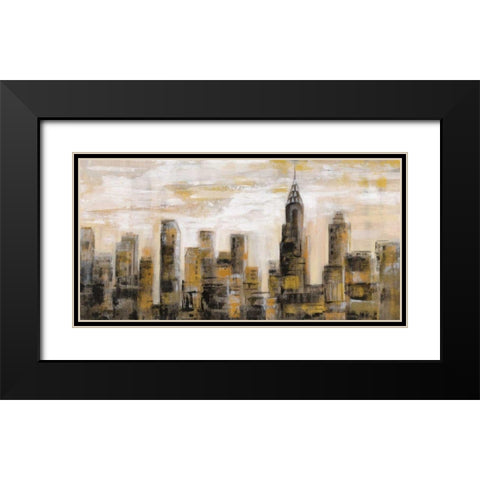 Manhattan Skyline Black Modern Wood Framed Art Print with Double Matting by Vassileva, Silvia